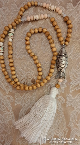 Handmade oriental necklace, Nepalese mala, prayer beads 1 (l4281)