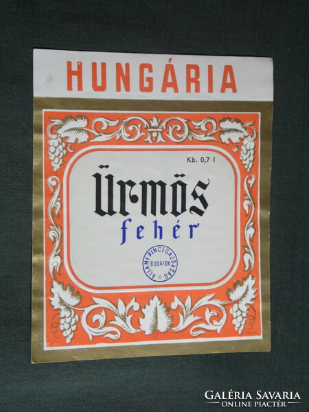 Wine label, monimpex Budafok winery, wine farm, Hungarian white wine