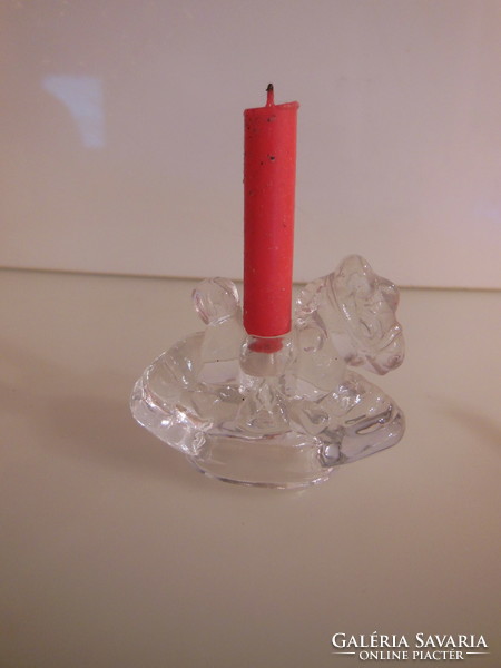 Christmas - rocking horse - crystal - candle holder - 7 x 6 x 3 cm - German