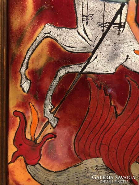 Fire enamel image of Gábor Somogyi entitled Szent György