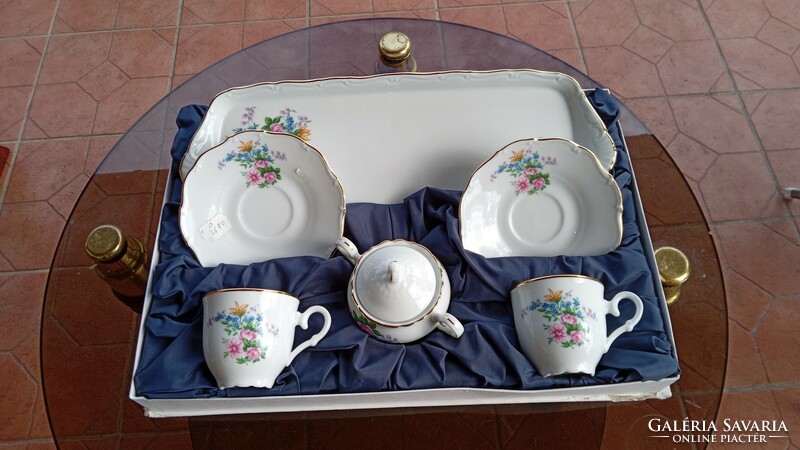 Coffee set for two with sugar bowl and cake bowl