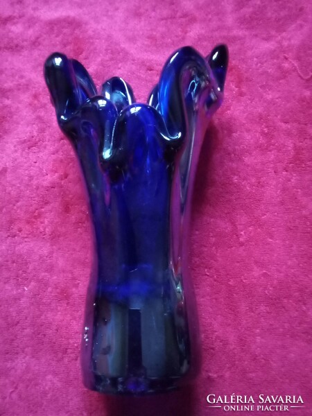 Czech bohemia harm deco blue glass vase