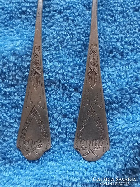 2 Antique 800 ornate engraved German silver 26.8 gram tea coffee spoons