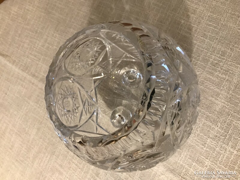 Crystal lead crystal vase 17 cm carved polished antique