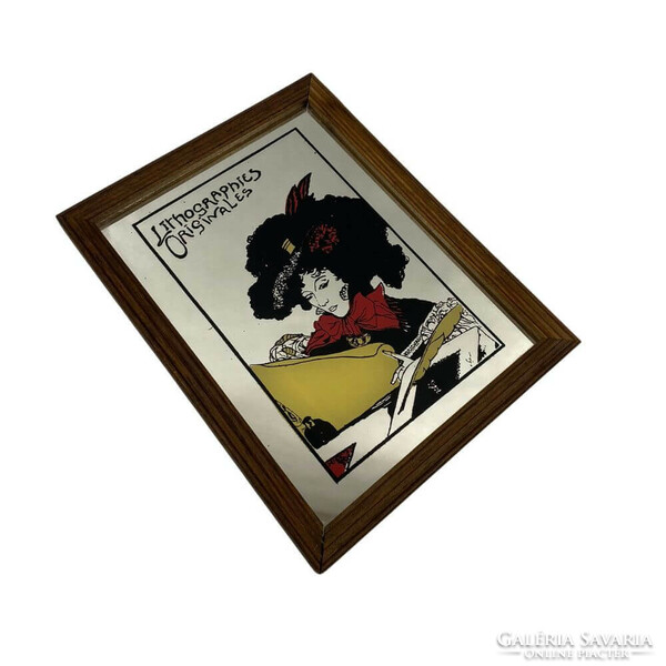 Illustrated art nouveau absinthe advertising sign, mirror