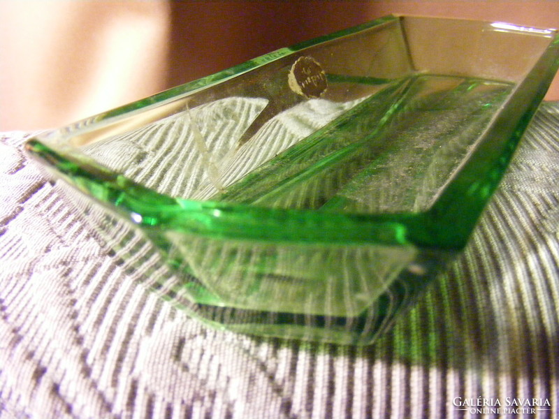 Austrian echt kristall zöld üveg pipere fogkefe tartó