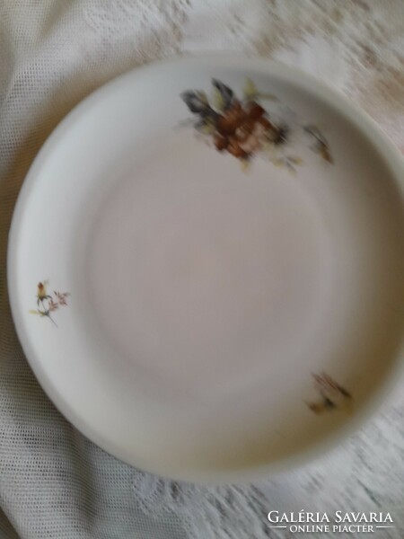 Hollóházi tányér barna virágos