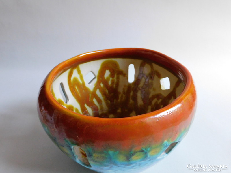 Ferenc Péter - retro ceramic craftsman window flower arrangement/ikebana bowl