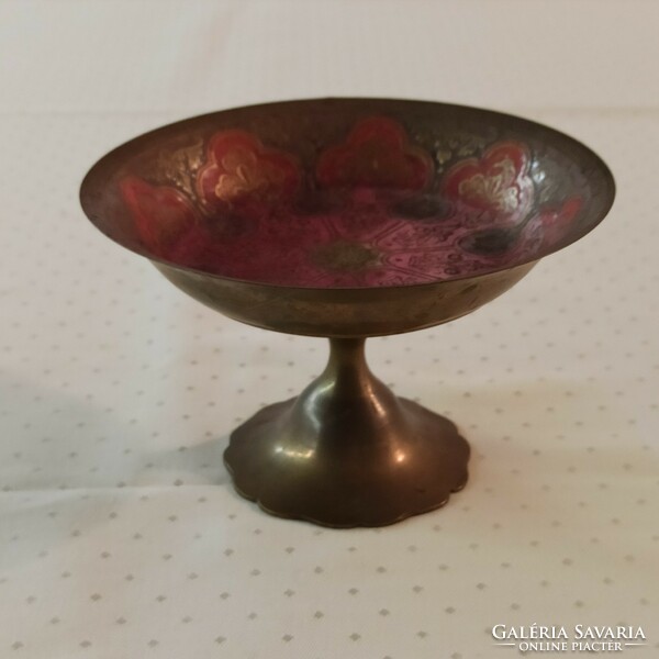 Indian metal offering pedestal bowl