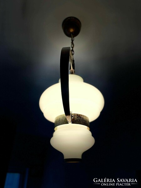 Iparművészeti bronz mennyezeti lámpa, csillár
