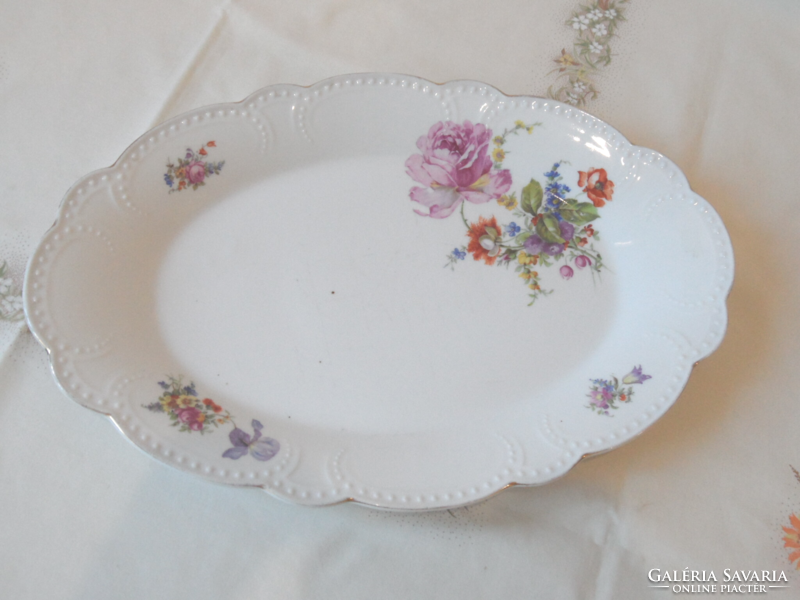 Zsolnay beaded, floral porcelain roasting dish