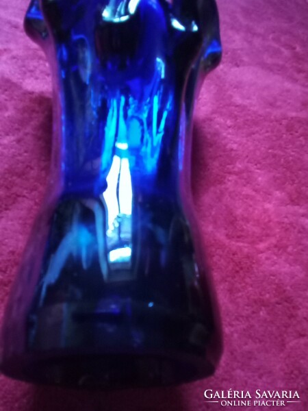 Czech bohemia harm deco blue glass vase