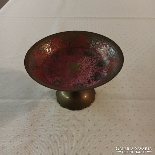 Indian metal offering pedestal bowl
