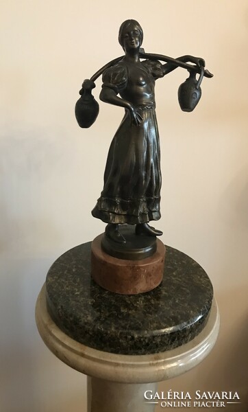 A signed, patinated solid bronze work by Gyula Bezerédi.