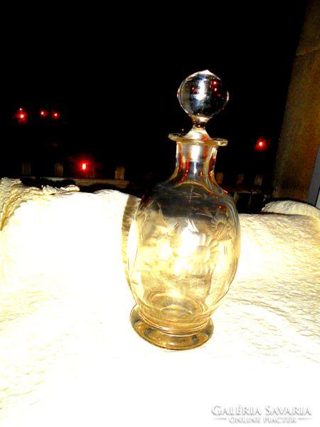 Antique polished glass bottle-original stopper