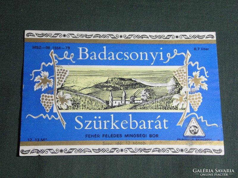 Wine label, Balatonfüred winery, wine farm, gray friendly wine from Badacsony