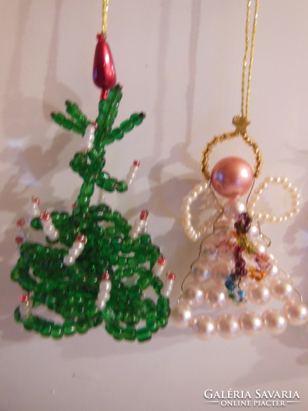 Christmas tree decorations - 4 pcs - beaded - 10 - 9 - 7 cm - exclusive - German - flawless