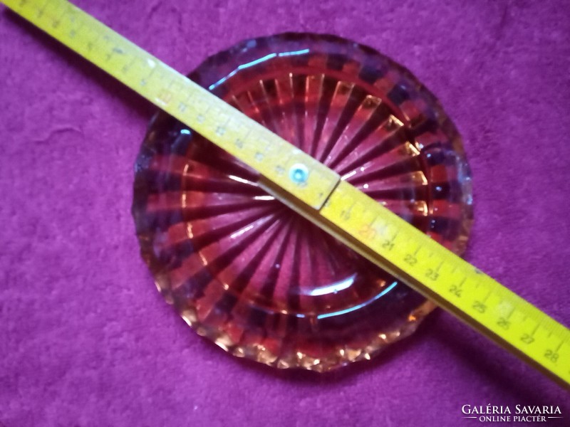 Antique crystal colored glass, amber ashtray, ashtray