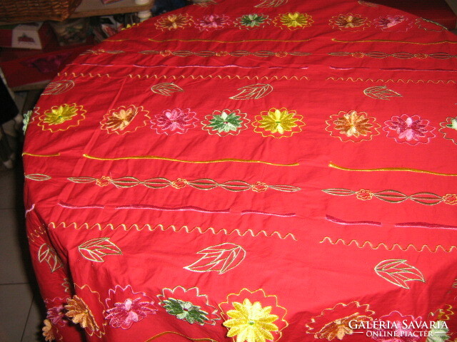 Charming floral red tablecloth