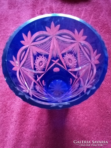 Blue lead crystal vase
