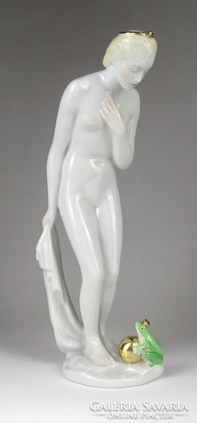 1K222 Régi Herendi porcelán hercegnő és a békakirály 27.5 cm