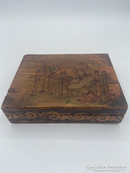 Old painted folk wooden box