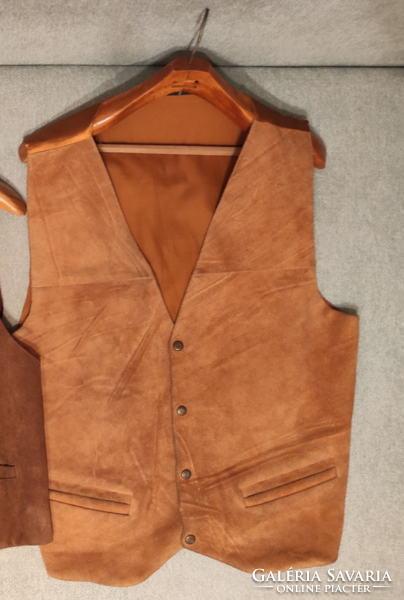 Light brown / mustard yellow suede men's leather vest xl