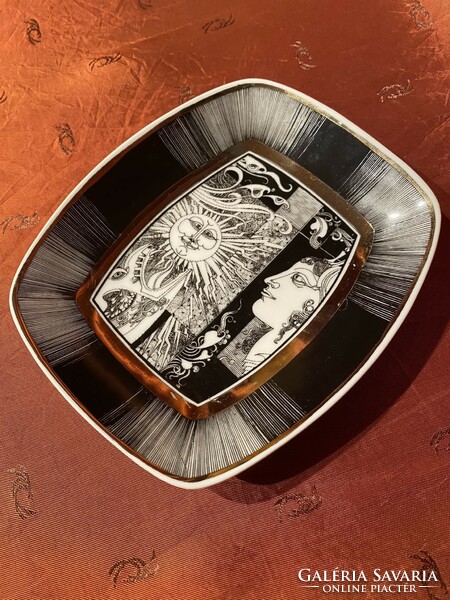 Hollóháza Saxon endre porcelain bowl, tray, decorative object