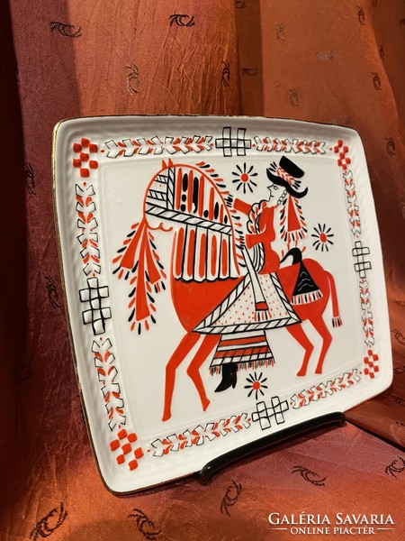 Hollóháza hand-painted porcelain wall decoration, wall plate