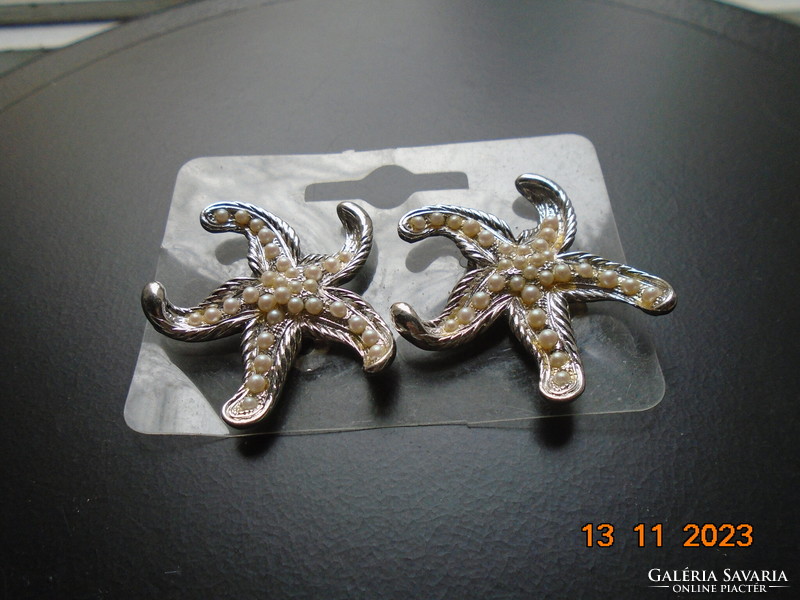 Brand new silver plated starfish clip with small inlaid pearls