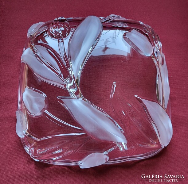 Walther Glas tulipános német üveg kristály osztott tálaló tál kínáló asztalközép tulipán