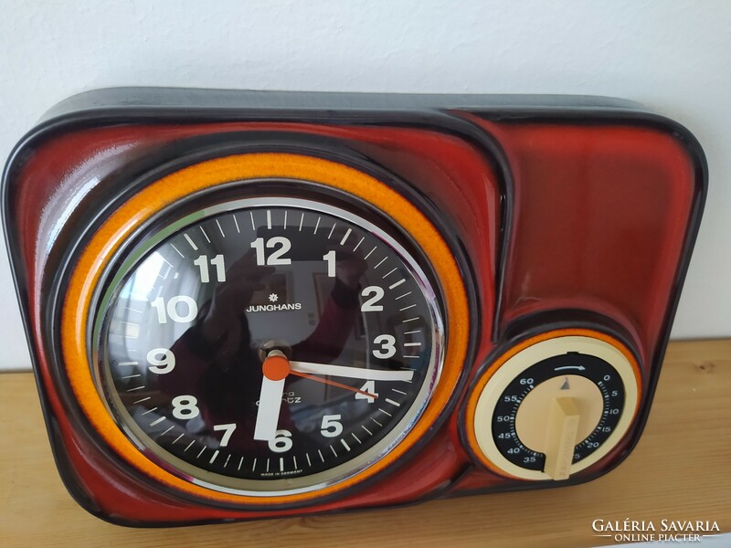 Rare! Wonderful retro junghans astra ceramic wall clock with timer