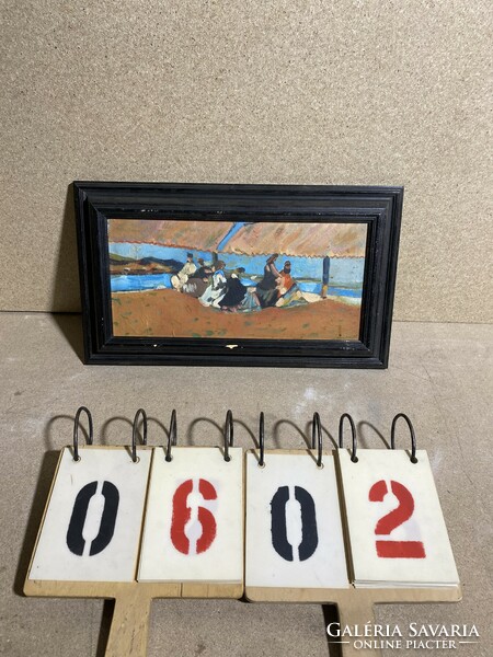 Painting signed R. Janisch from 1967, oil, cardboard, 35 x 17 cm
