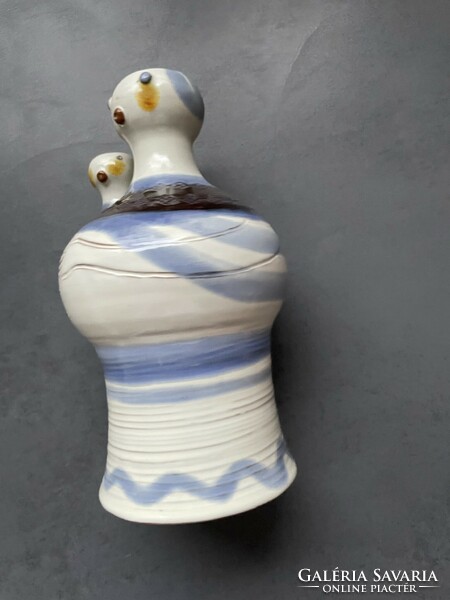 Éva Vígh - mother holding her child - ceramic candle holder