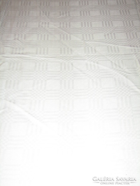 Beautiful antique white checkered damask tablecloth