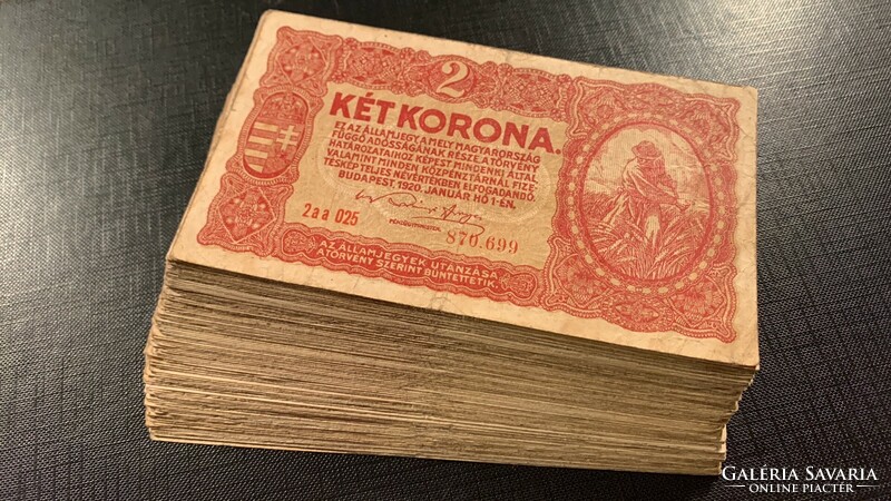 ***  1920 - as 20 korona 100 db os köteg ***