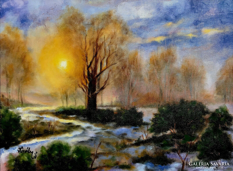 Winter walk - 30 x 40 cm oil painting