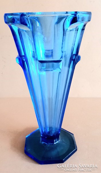 French art deco blue glass vase negotiable