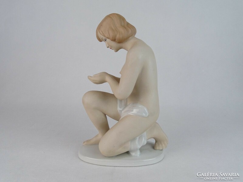 0M741 Hibátlan Wallendorf porcelán női akt 22.5 cm