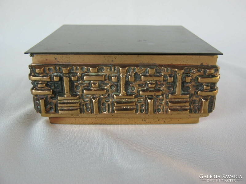 Retro ... Sándor Móga signed juried Hungarian applied art copper or bronze box gift box