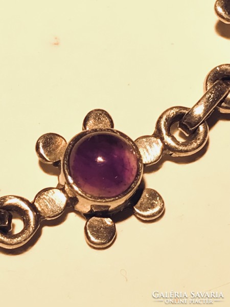 Silver bracelet with purple stones and flowers! 10 Gr and about 20 cm long! A perfect gift for Christmas! Mom par