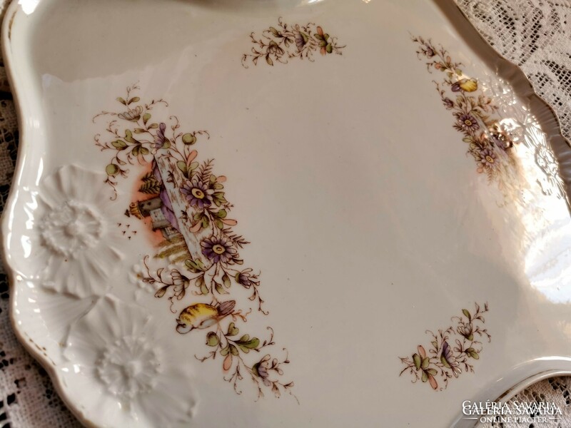 Antique birdie porcelain tray