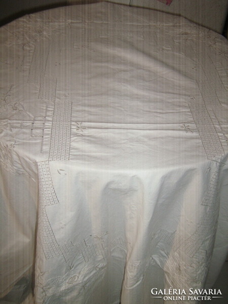 Dreamy off-white huge sewn lace tablecloth