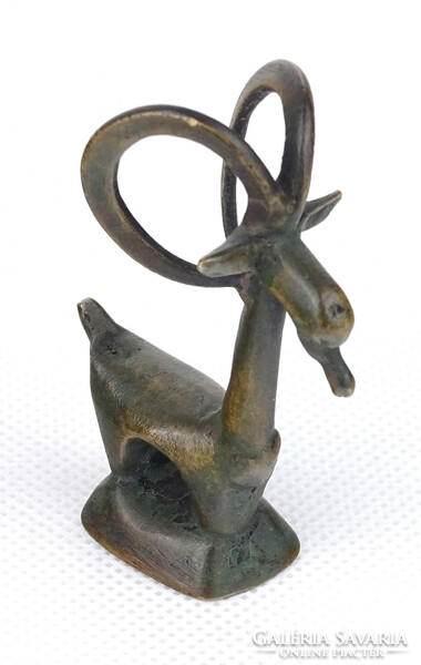 1H487 Kisméretű bronz kecske kisplasztika szobor 5.8 cm