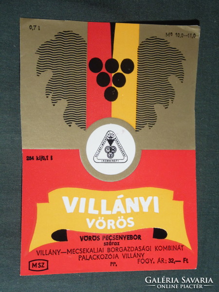 Wine label, Villány Mecekalja Pécs, winery, wine farm, Villány red wine