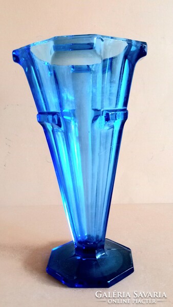 Francia art deco kék üveg váza  ALKUDHATÓ