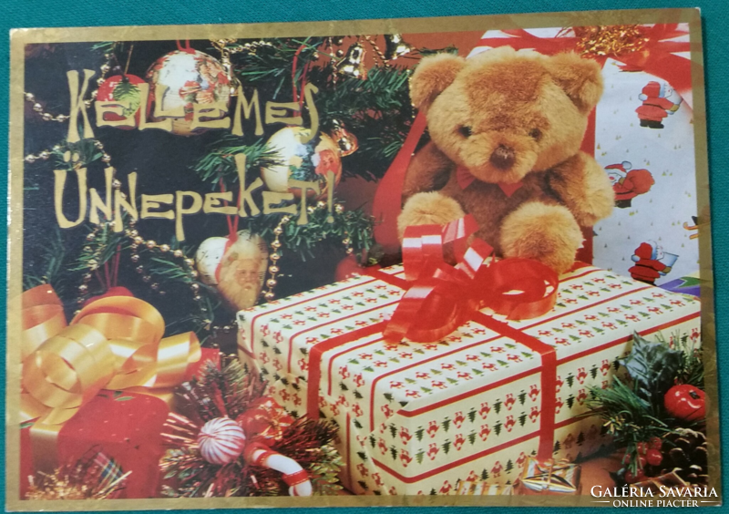 Modern Christmas teddy bear postcard