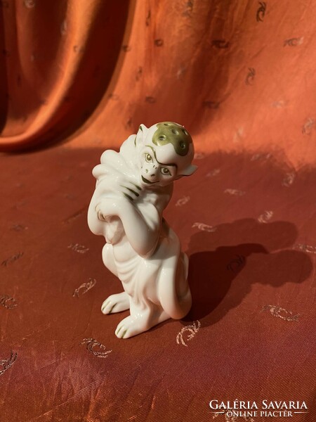 Hollóháza monkey, monkey salt shaker figure porcelain sculpture spice shaker