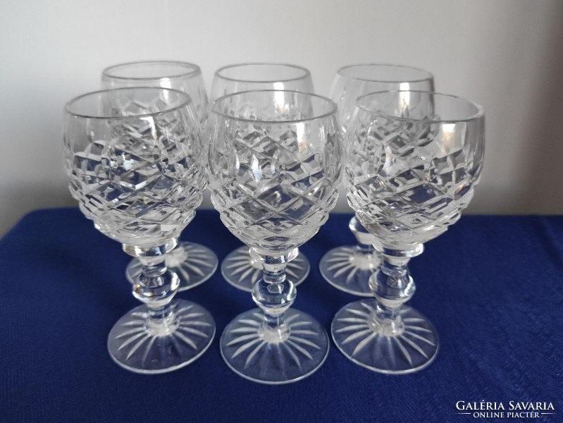 6 Polished crystal brandy glasses