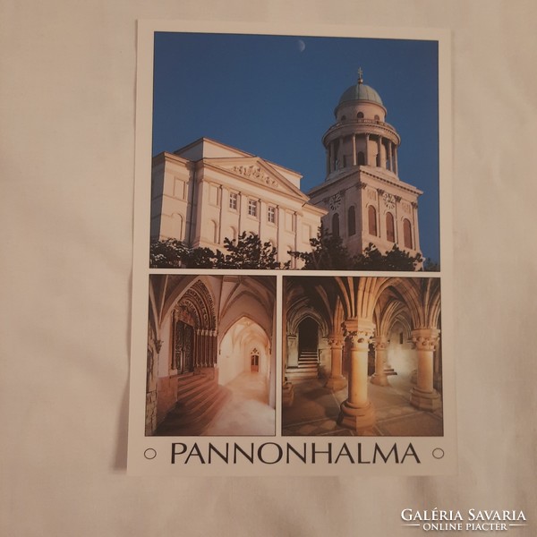 Benedictine Archabbey of Pannonhalmi postcard with jubilee stamp on the back 1996